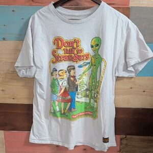 Don't Talk to Strangers Graphic Short Sleeve Tee - White